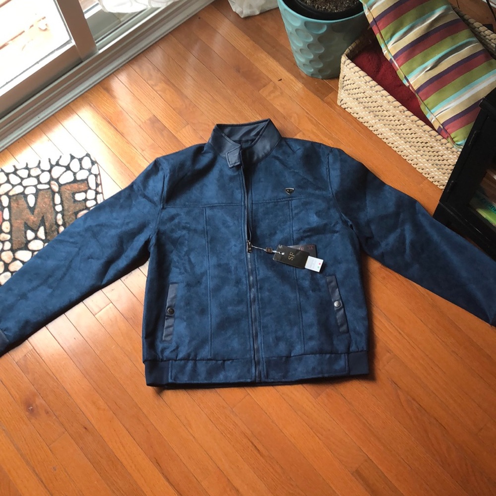 Classic Italian Suede Jacket in Colbalt